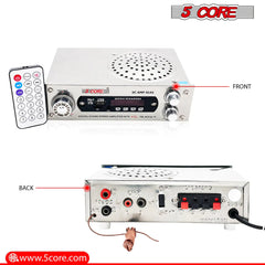 5Core Amplifier Home Audio 400W in-Built Speaker Mini Stereo Dual Channel LCD Display TF AUX USB