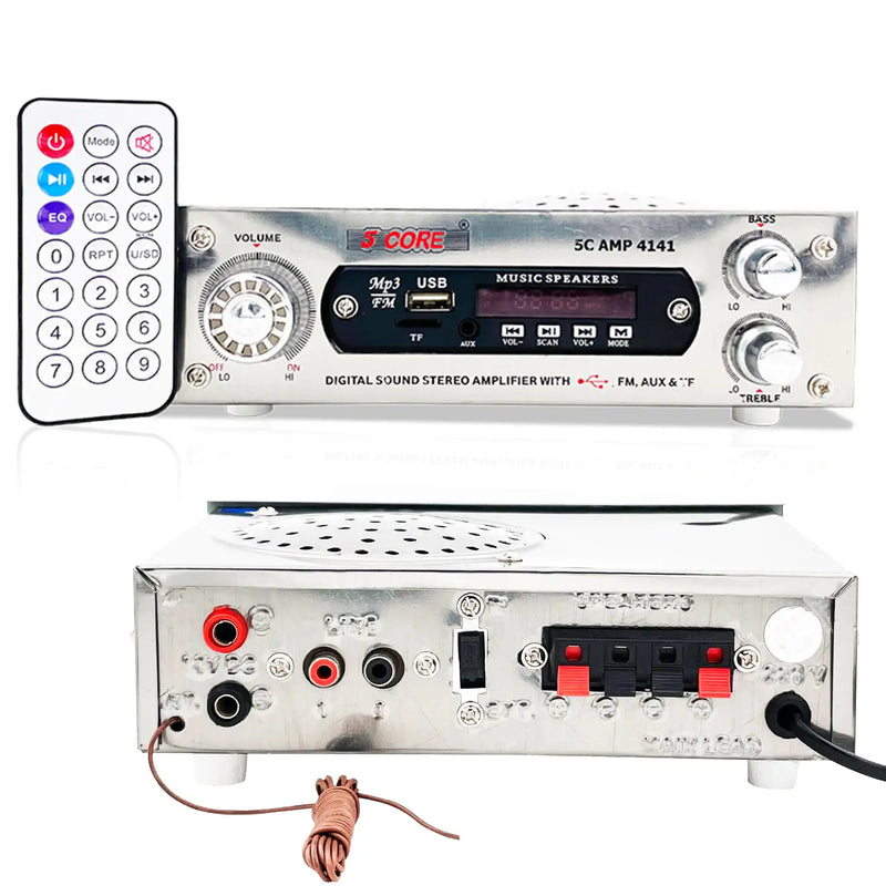 5Core Amplifier Home Audio 400W in-Built Speaker Mini Stereo Dual Channel LCD Display TF AUX USB