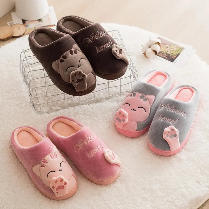 Winter Home Slippers Cute Cartoon Cat