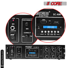 5Core Amplifier Home Audio 65W RMS Stereo Receiver DJ Amp w USB AUX MIC SD Card Input